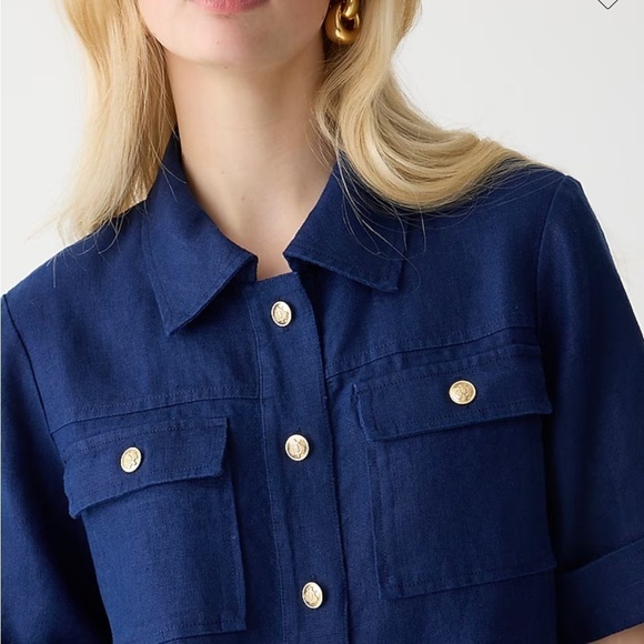 J crew Gamine shirtdress in linen dark evening blue - Picture 2 of 5